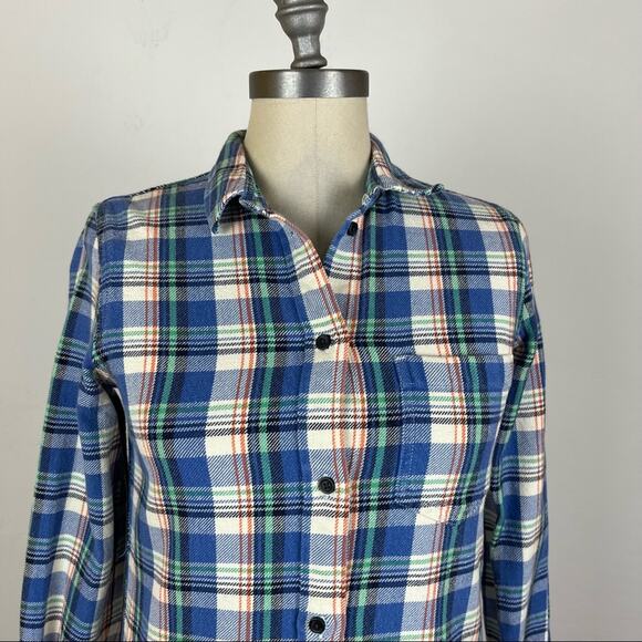 Madewell Plaid Button Front Top XS Long Sleeve - Picture 3 of 7